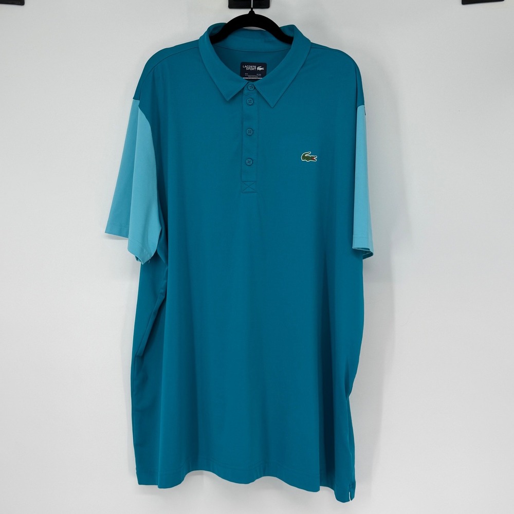 Lacoste‎ Sport Mens 4XL Teal Colorblock Performance Polo Shirt FR 9